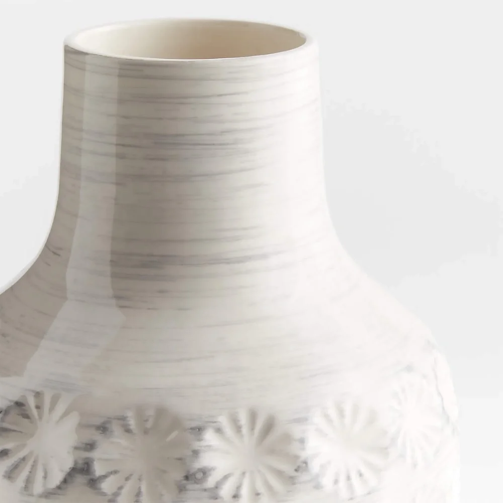Crate & Barrel Taline White Glazed Stoneware Vase